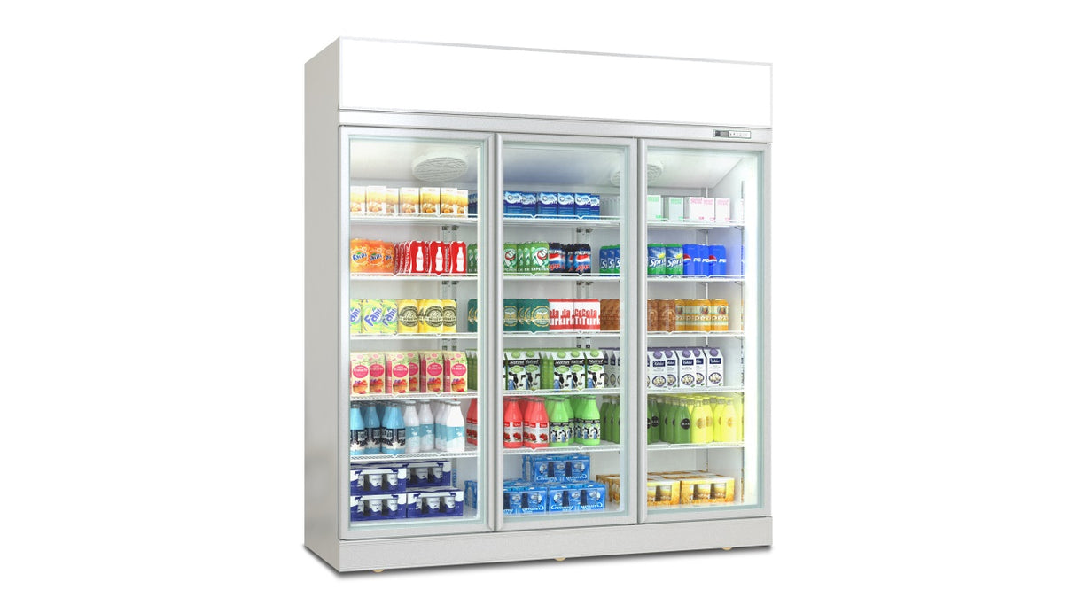 Vitrine Réfrigérée de Luxe à Montage Supérieur / Inférieur – Noir / Blanc – Triple Porte