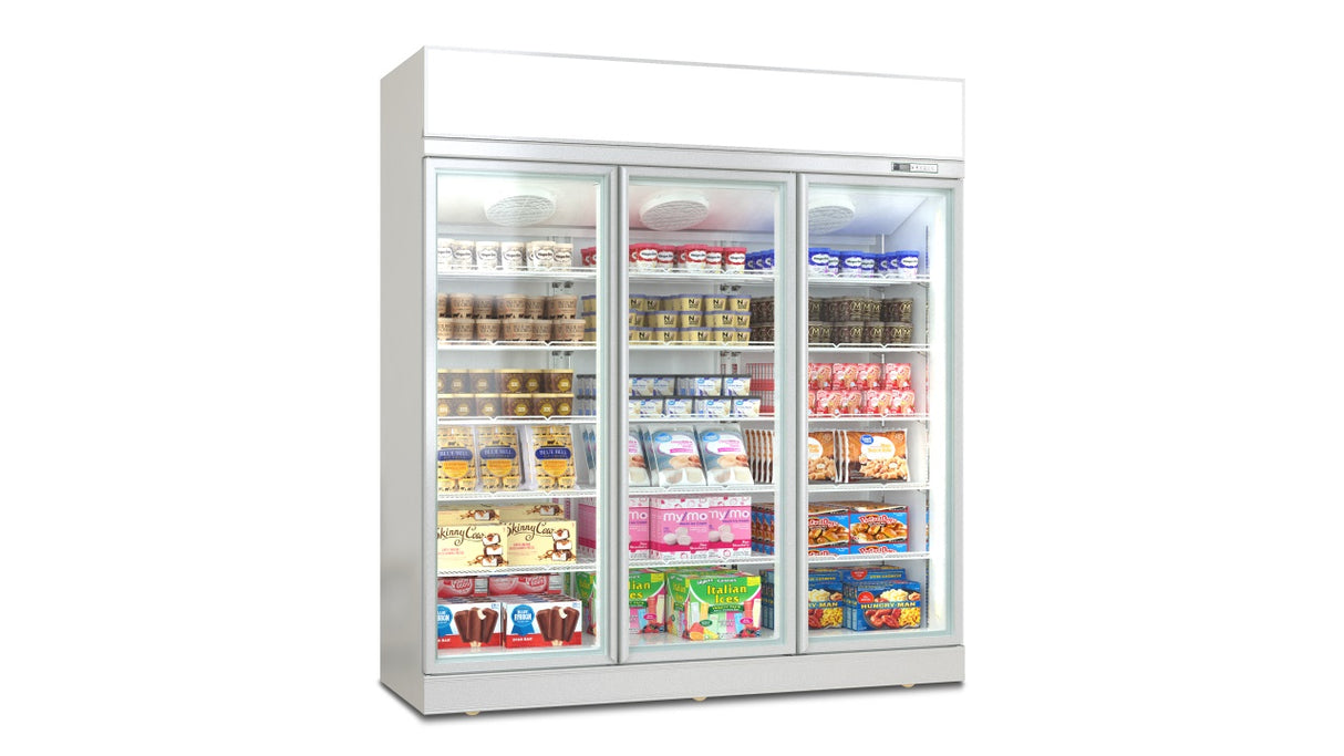Vitrine Congélateur de Luxe à Montage Supérieur / Inférieur – Noir / Blanc – Triple Porte