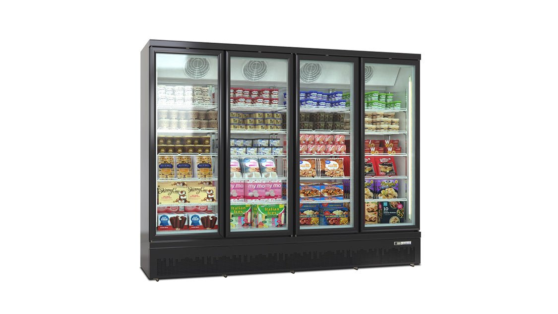 Vitrine Congélateur de Luxe à Montage Supérieur / Inférieur – Noir / Blanc – 4 Portes