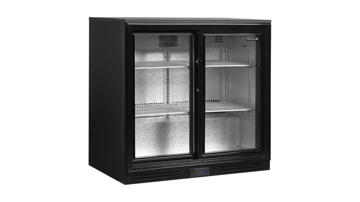 Arrière de Bar Réfrigéré 2 Portes Coulissantes – DB201S (190 L, Noir, Classe Énergétique A)