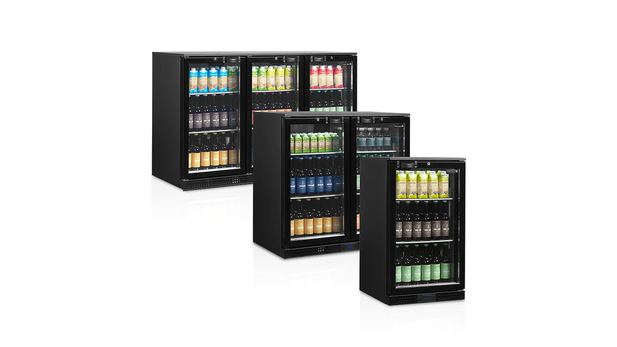 Arrière de Bar Réfrigéré 2 Portes Vitrées – DB201H (190 L, Noir, Classe Énergétique A)