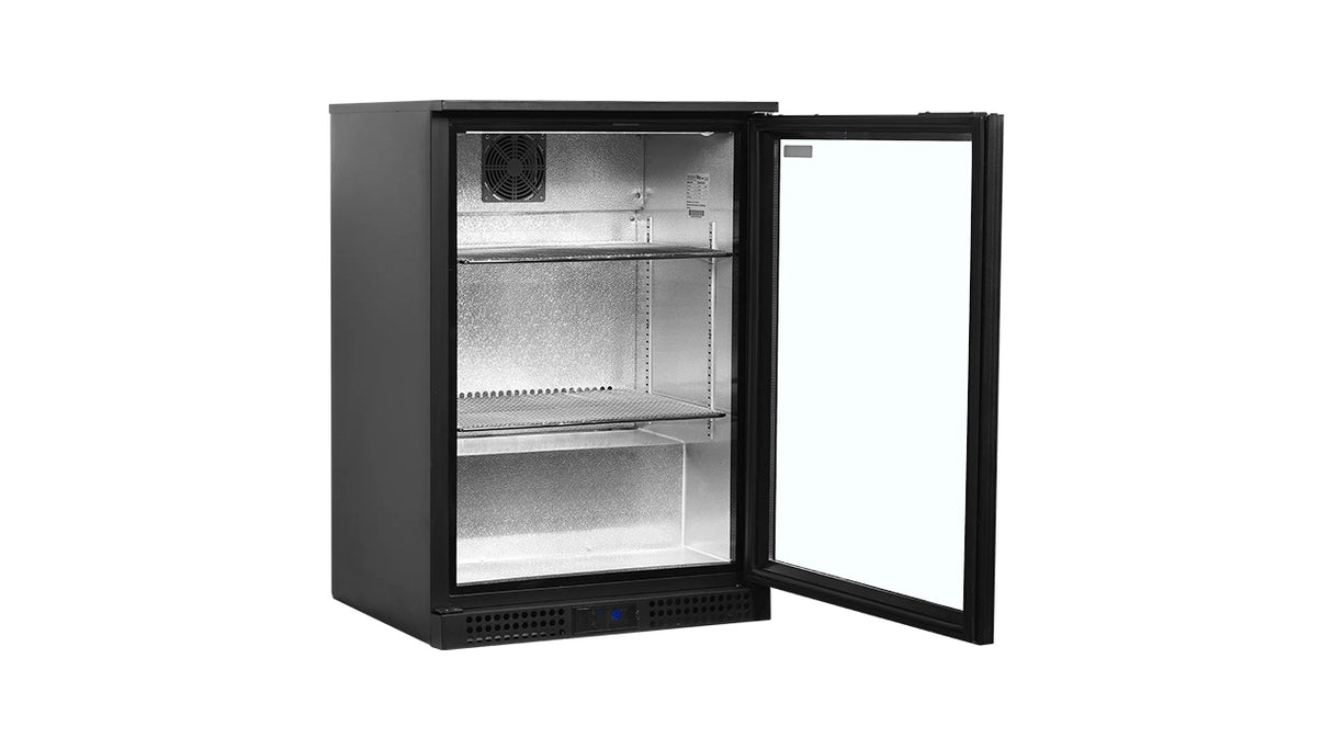 Arrière de Bar Réfrigéré 1 Porte Vitrée – BA16H (125 L, Noir, Classe Énergétique A)