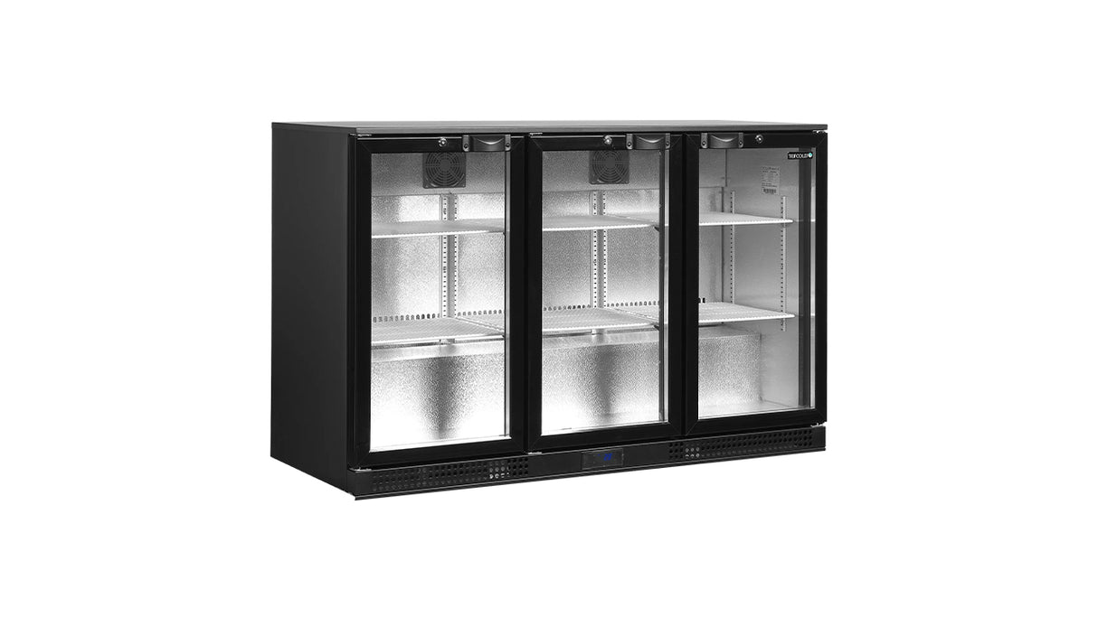 Arrière de Bar Réfrigéré 3 Portes Vitrées – DB301H-3 (300 L, Noir, Classe Énergétique B)