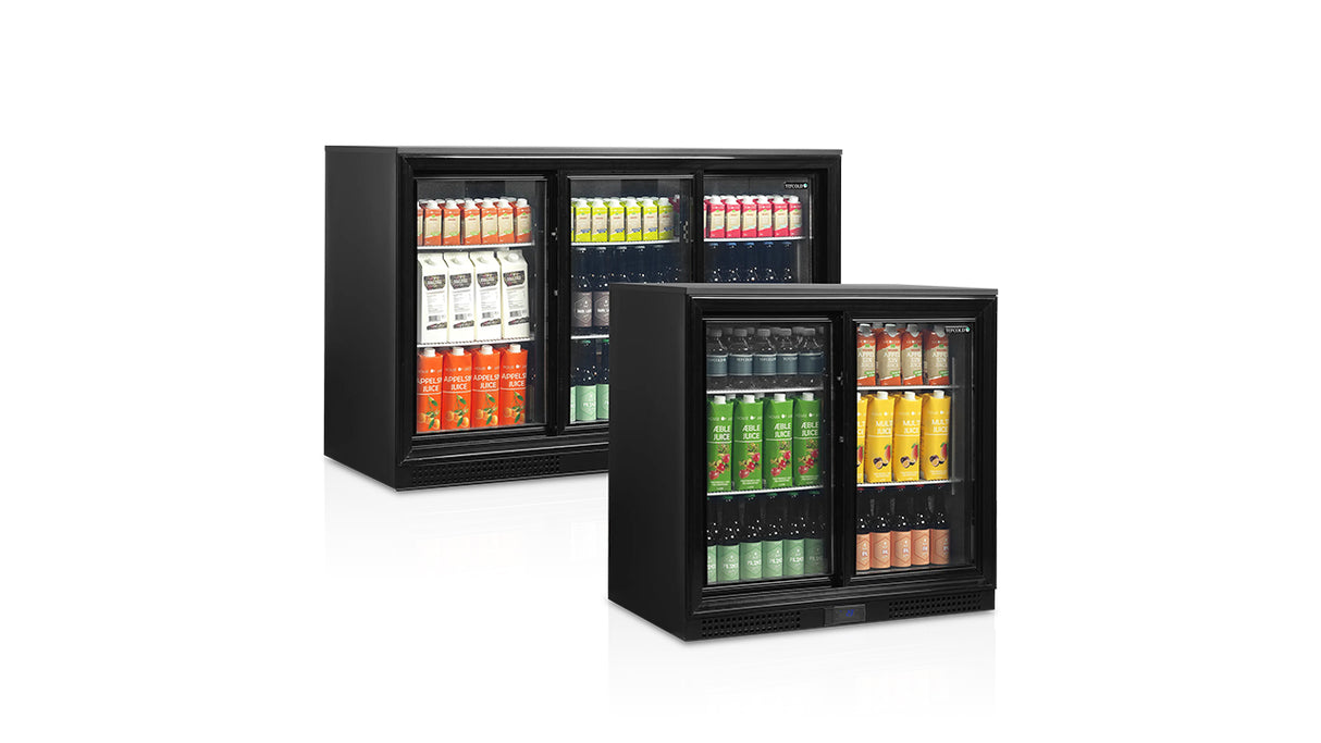 Arrière de Bar Réfrigéré 2 Portes Coulissantes – DB201S (190 L, Noir, Classe Énergétique A)