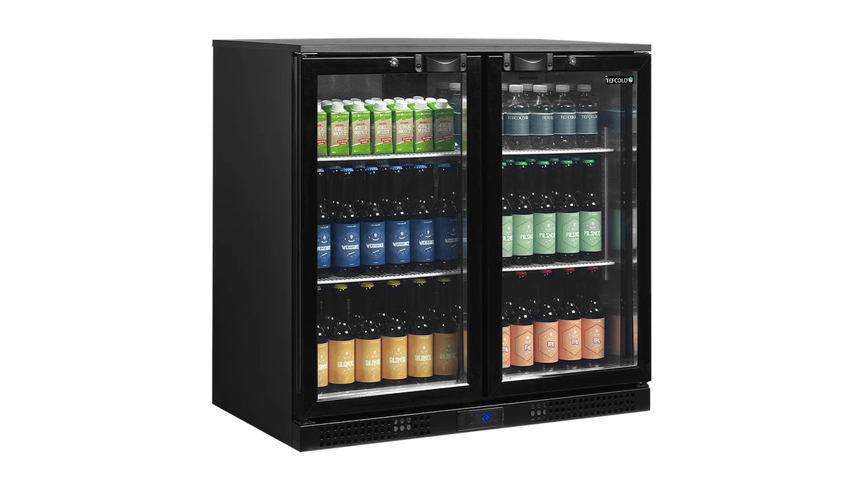 Arrière de Bar Réfrigéré 2 Portes Vitrées – DB201H (190 L, Noir, Classe Énergétique A)