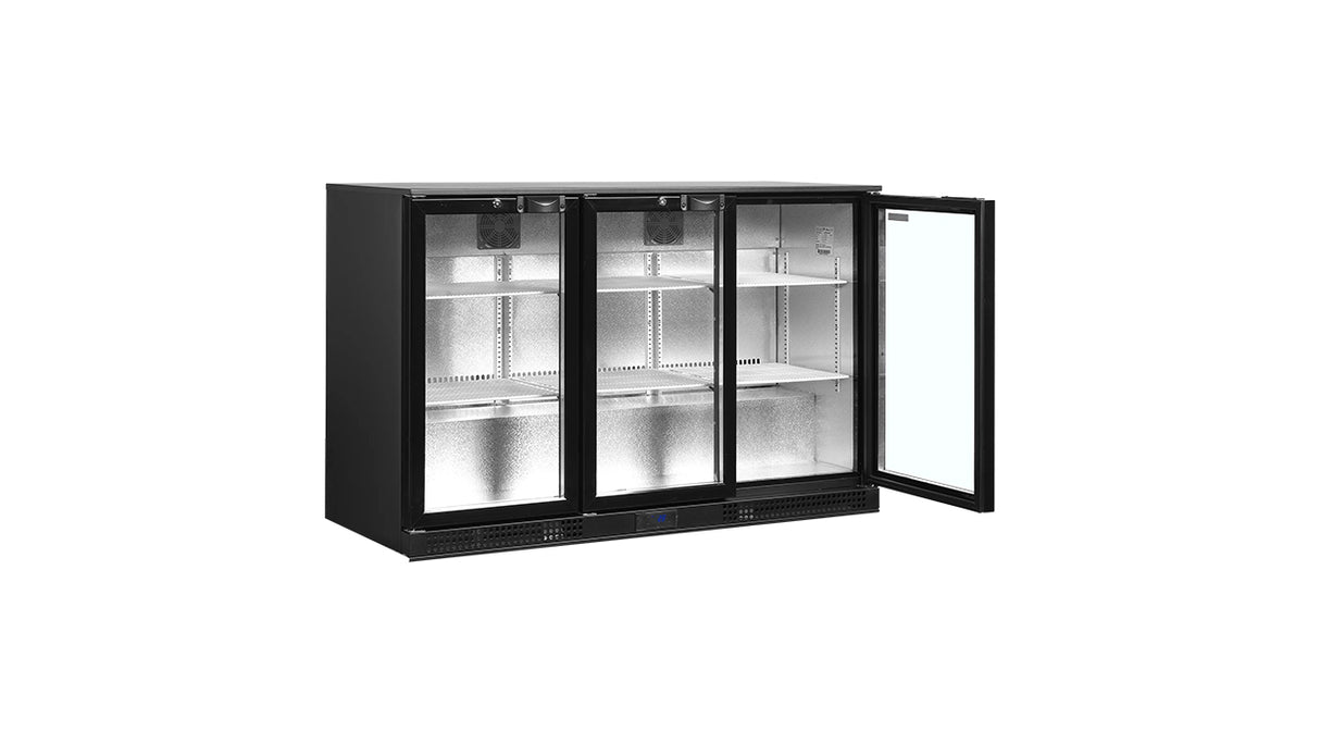 Arrière de Bar Réfrigéré 3 Portes Vitrées – DB301H-3 (300 L, Noir, Classe Énergétique B)