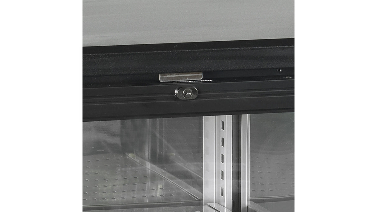 Arrière de Bar Réfrigéré CBC310G – 460L, 3 Portes Vitrées, Noir, LED, Inox 304, Refroidissement Ventilé