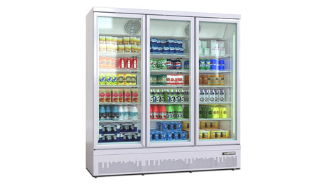 Vitrine Réfrigérée de Luxe à Montage Supérieur / Inférieur – Noir / Blanc – Triple Porte