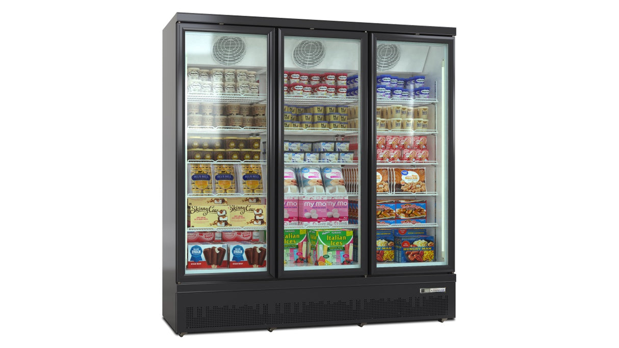 Vitrine Congélateur de Luxe à Montage Supérieur / Inférieur – Noir / Blanc – Triple Porte