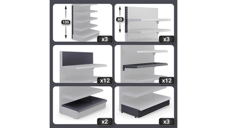 Étagère Gondole robuste – Rayonnage métallique réglable pour commerce