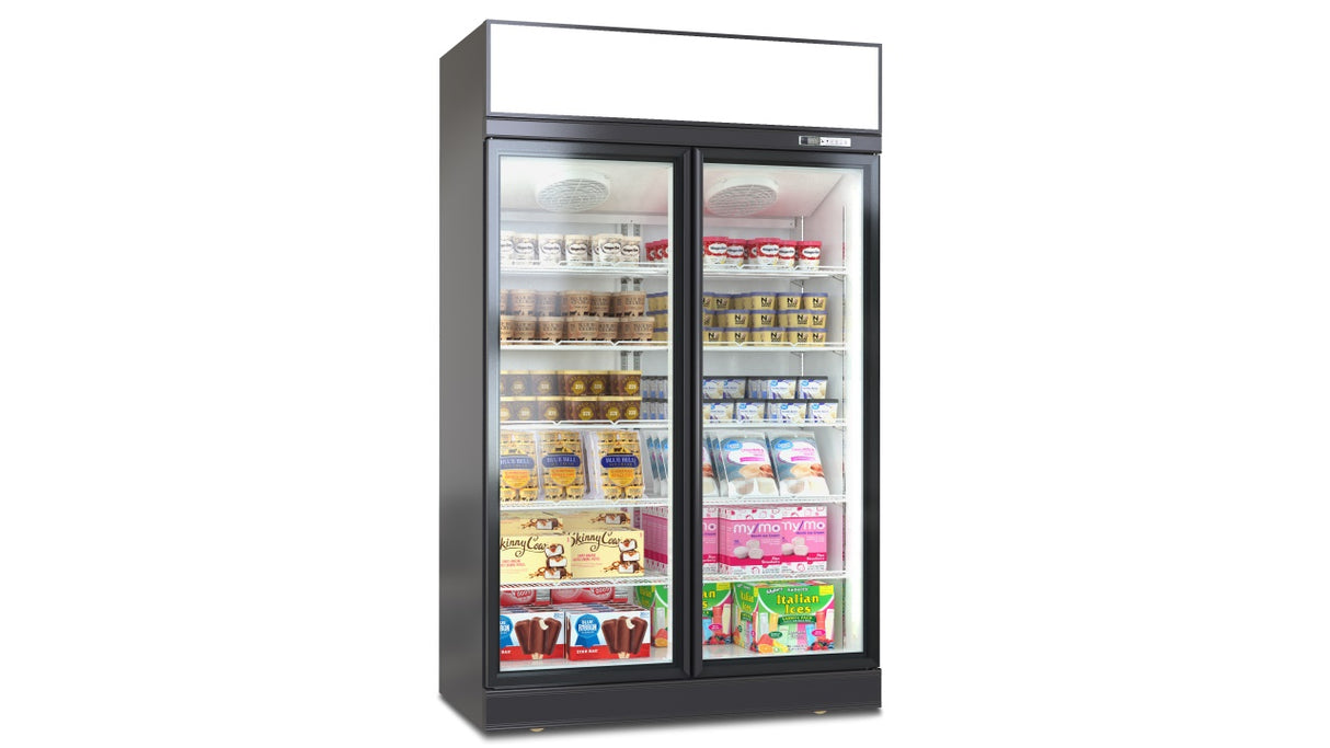 Vitrine Congélateur de Luxe à Montage Supérieur / Inférieur – Noir / Blanc – Porte Double