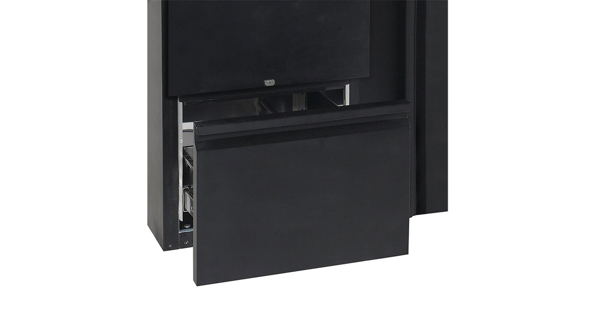 Arrière de Bar Réfrigéré CBC410 – 630L, 4 Portes Pleines, Noir, Inox 304, Refroidissement Ventilé