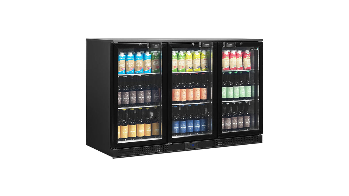 Arrière de Bar Réfrigéré 3 Portes Vitrées – DB301H-3 (300 L, Noir, Classe Énergétique B)