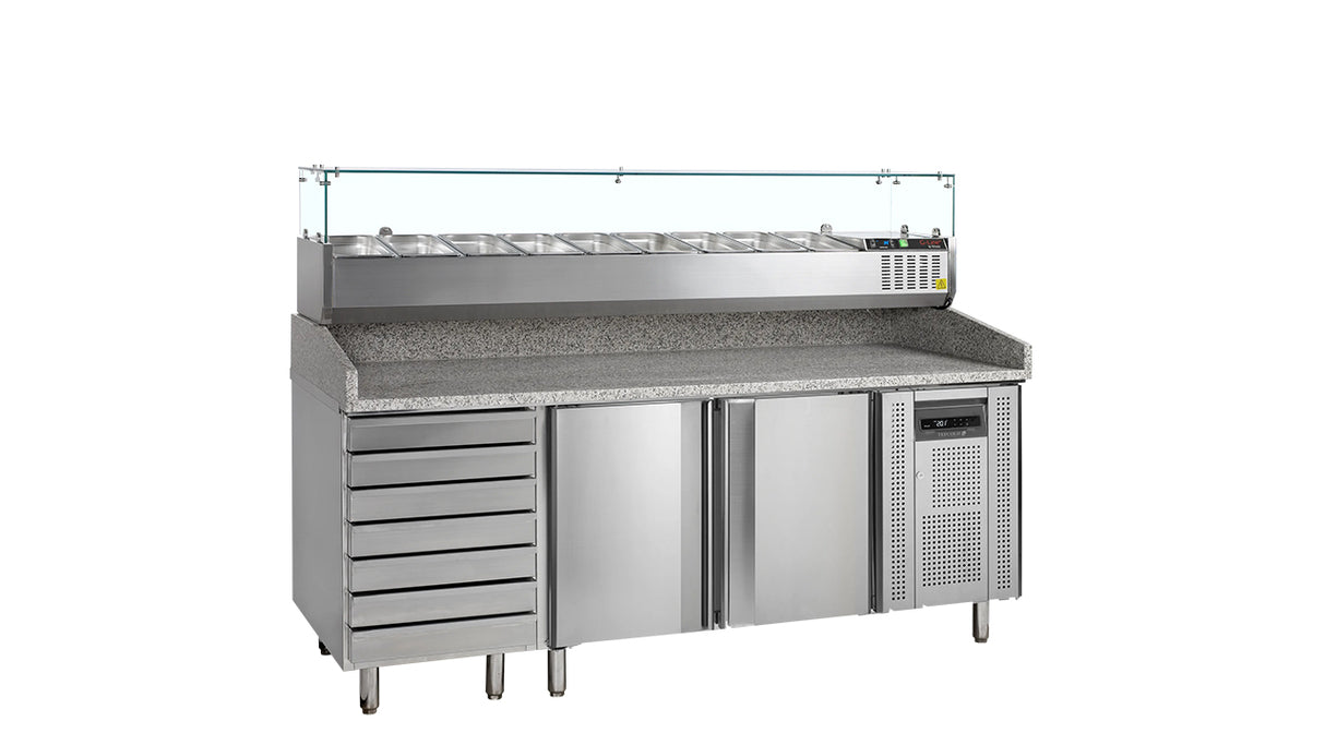 Table à Pizza Réfrigérée GN 1/1 avec Module à Garniture – PT1310 + GVC38-200