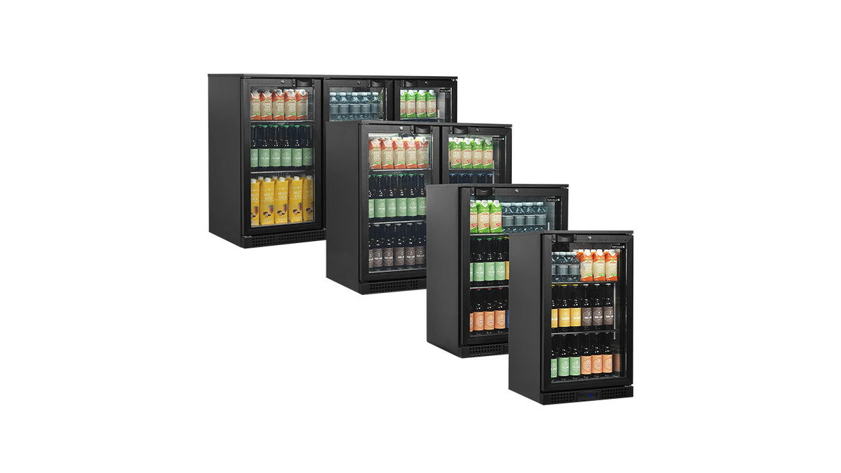 Arrière de Bar Réfrigéré 1 Porte Vitrée – BA6H (105 L, Noir, Classe Énergétique A)