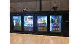 Arrière de Bar Réfrigéré CBC410G – 630L, 4 Portes Vitrées, Noir, LED, Inox 304, Refroidissement Ventilé