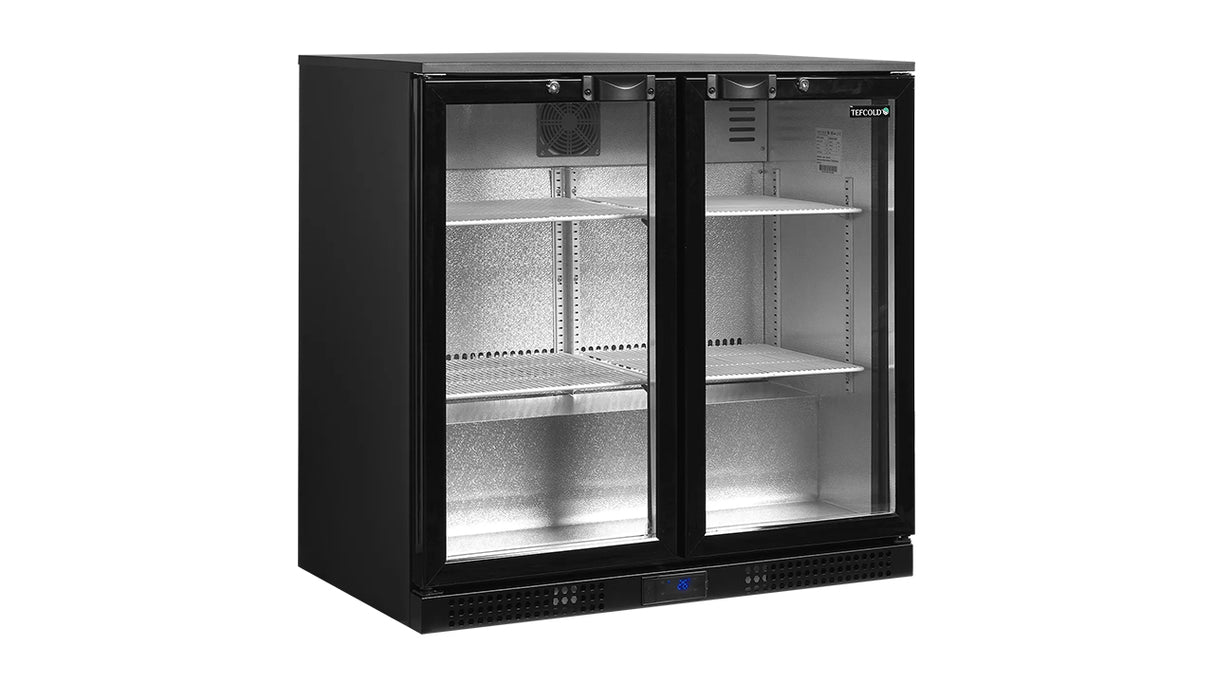 Arrière de Bar Réfrigéré 2 Portes Vitrées – DB201H (190 L, Noir, Classe Énergétique A)