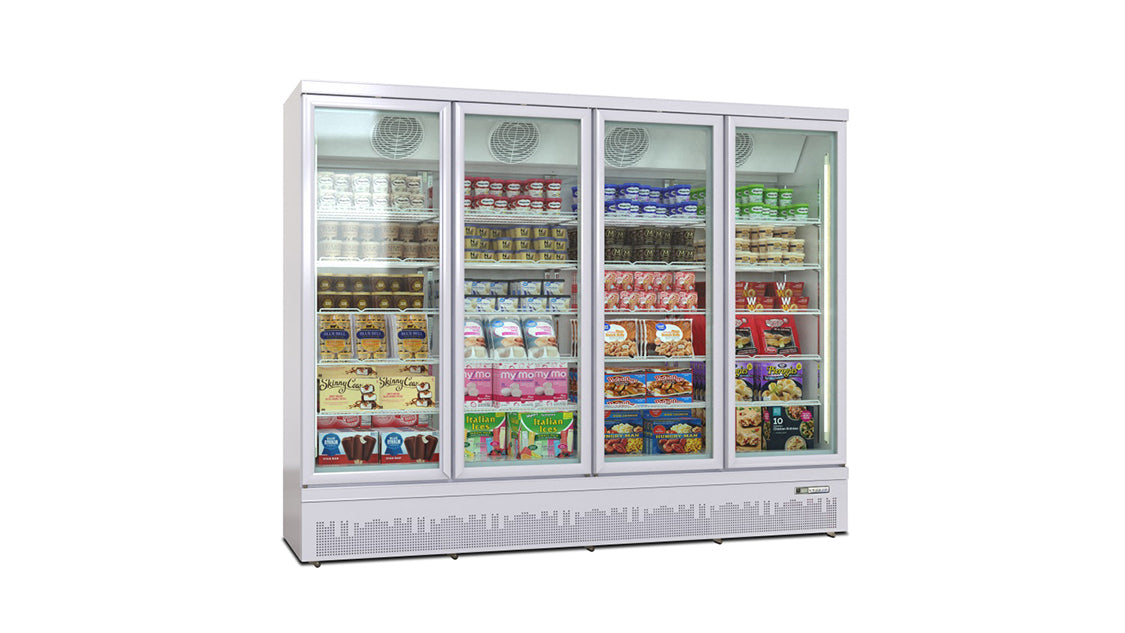 Vitrine Congélateur de Luxe à Montage Supérieur / Inférieur – Noir / Blanc – 4 Portes