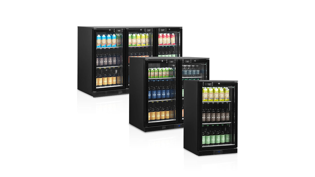 Arrière de Bar Réfrigéré DB106H – 105L, 1 Porte Vitrée Réversible, LED, Classe A, Compact, Ventilé