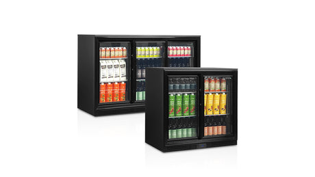 Arrière de Bar Réfrigéré 3 Portes Coulissantes – DB301S-3 (300 L, Noir, Classe Énergétique B)