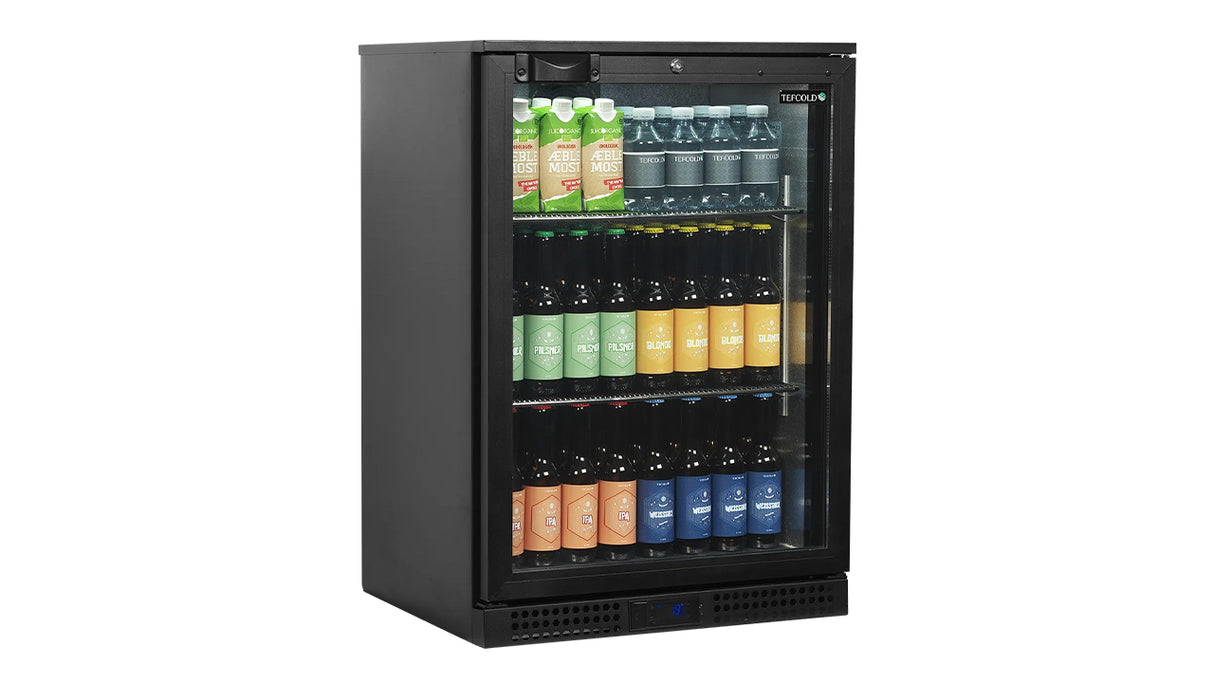 Arrière de Bar Réfrigéré 1 Porte Vitrée – BA16H (125 L, Noir, Classe Énergétique A)