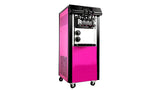 Machine à glace italienne 20L – Service triple saveur, haute capacité, design rose et noir avec écran LED et roulettes