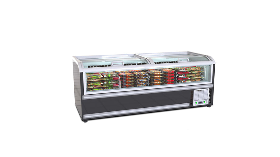 Congélateur îlot combiné avec vitrine en verre - Noir - AIF-250S-B